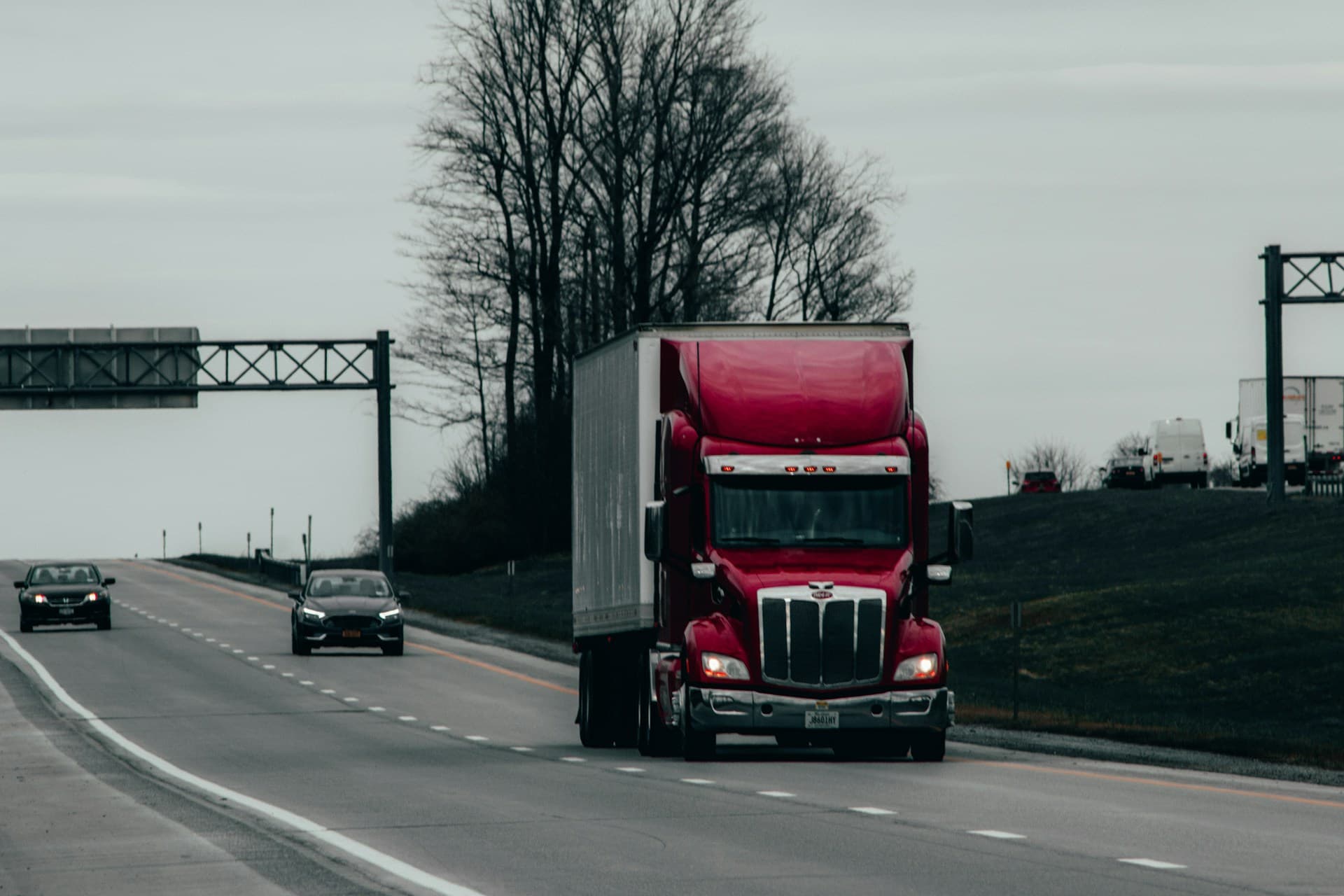Moving truck fleet ready for dispatch